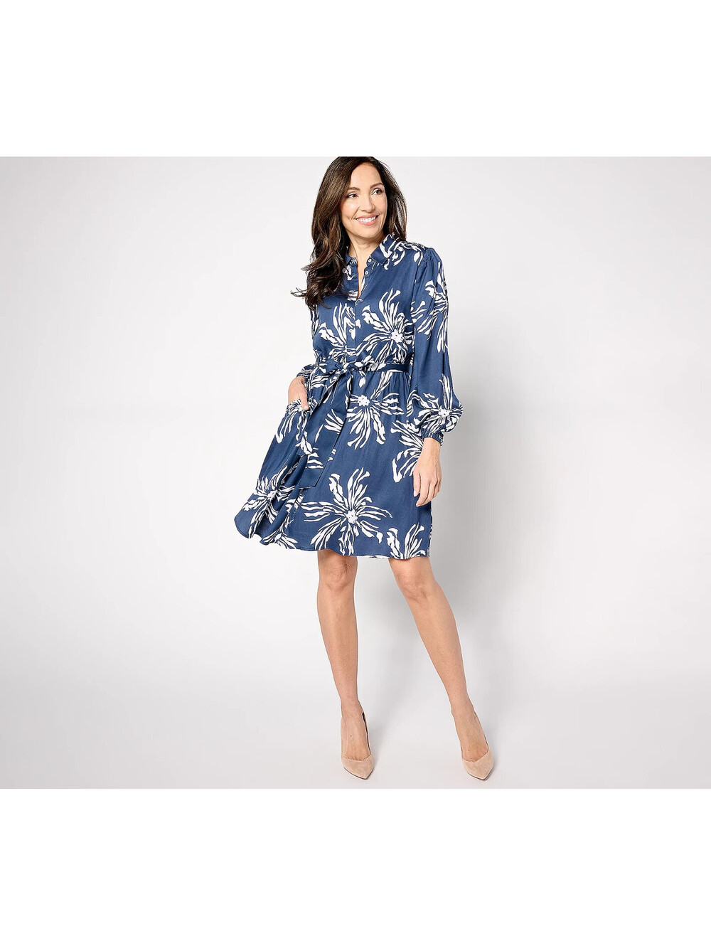 Destination 365 Regular Printed Shirtdress with Self Belt Size S